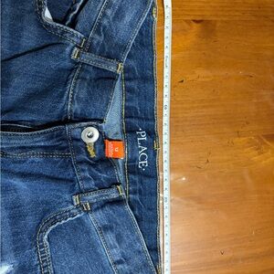 The Children's Place Dark Blue Denim Shorts with Yellow Stitching